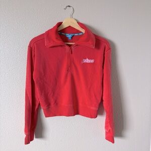 Prince Coral Red Women's Half Zip Sweater